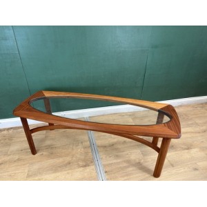 Mid Century Teak Glass Top Coffee Table By Nathan Furniture-Courier