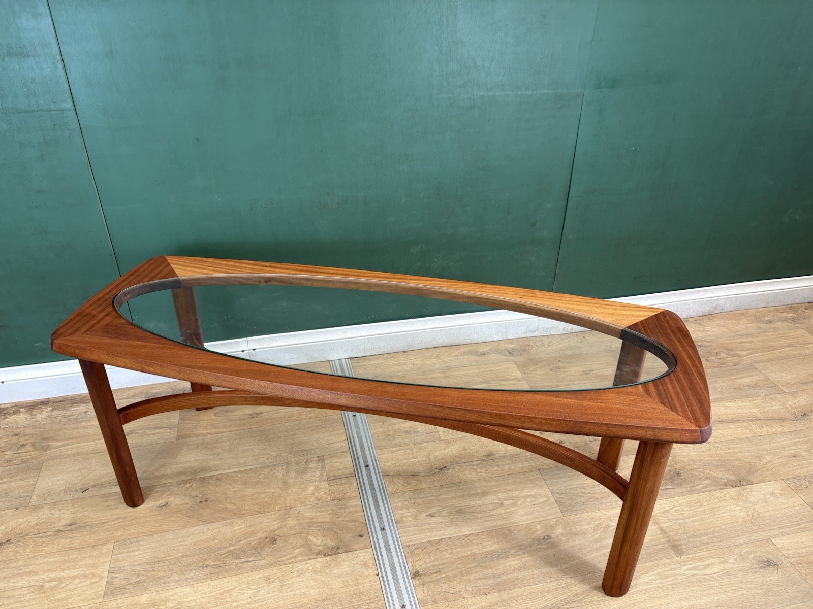 Mid Century Teak Glass Top Coffee Table By Nathan Furniture-Courier