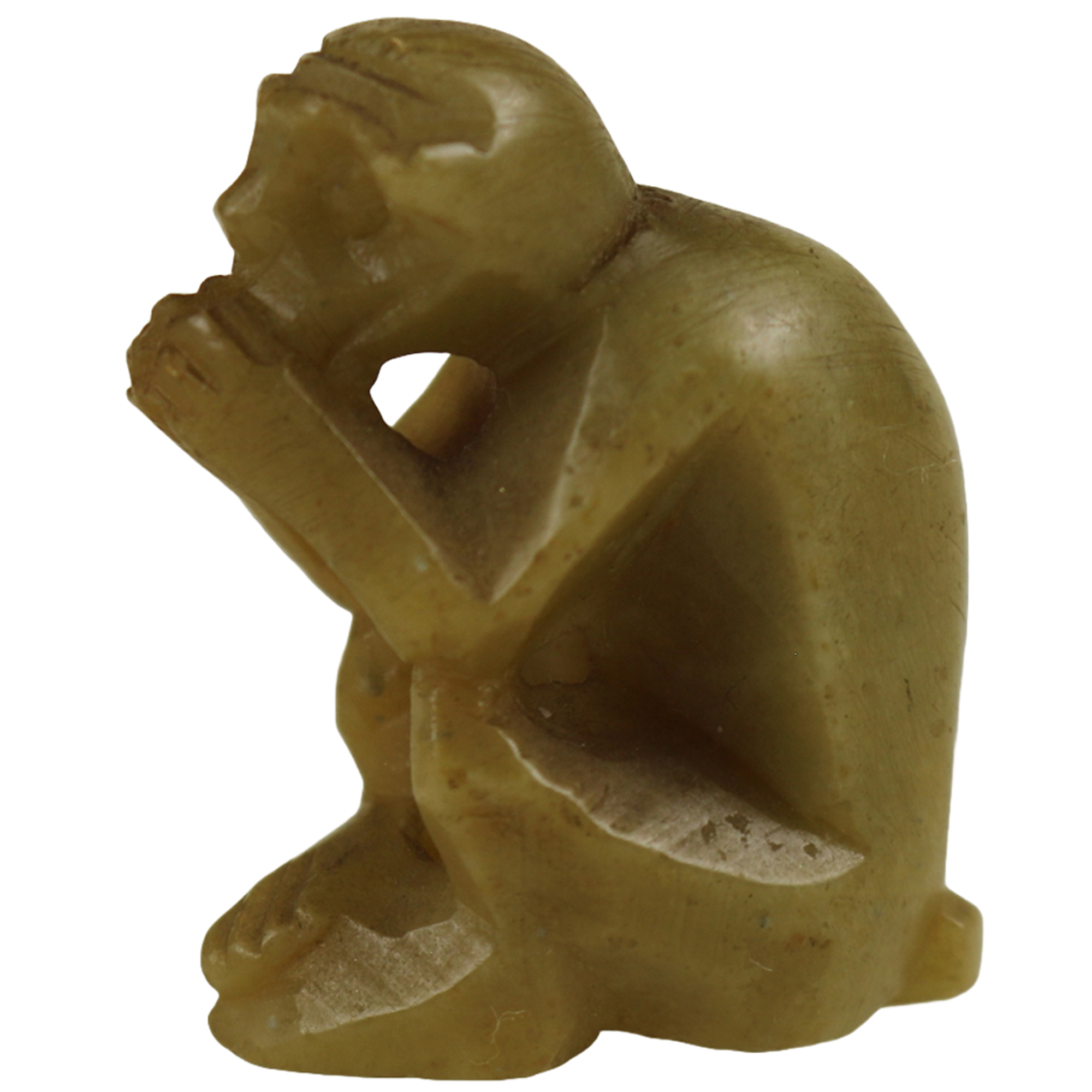Charming antique hand carved hardstone nephrite cold monkey Netsuke C.19th/20thC