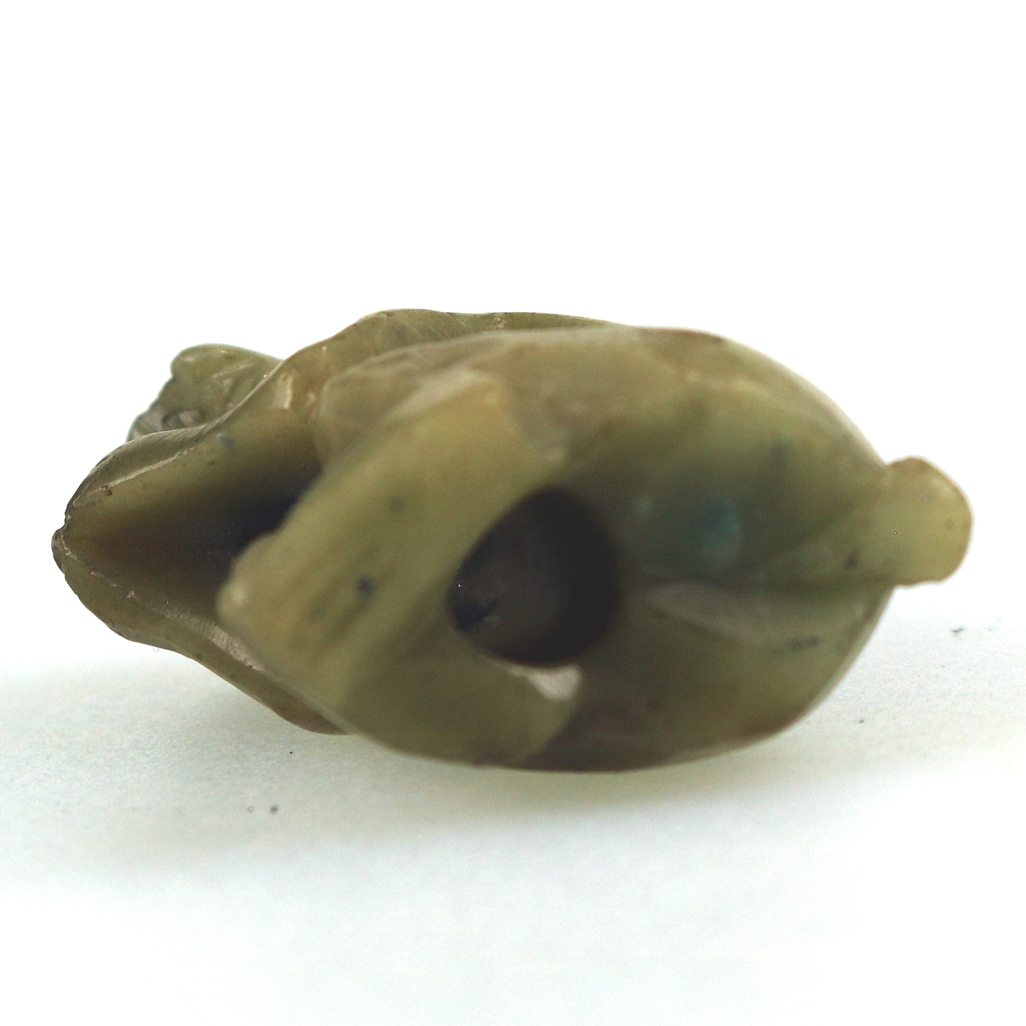 Charming antique hand carved hardstone nephrite cold monkey Netsuke C.19th/20thC