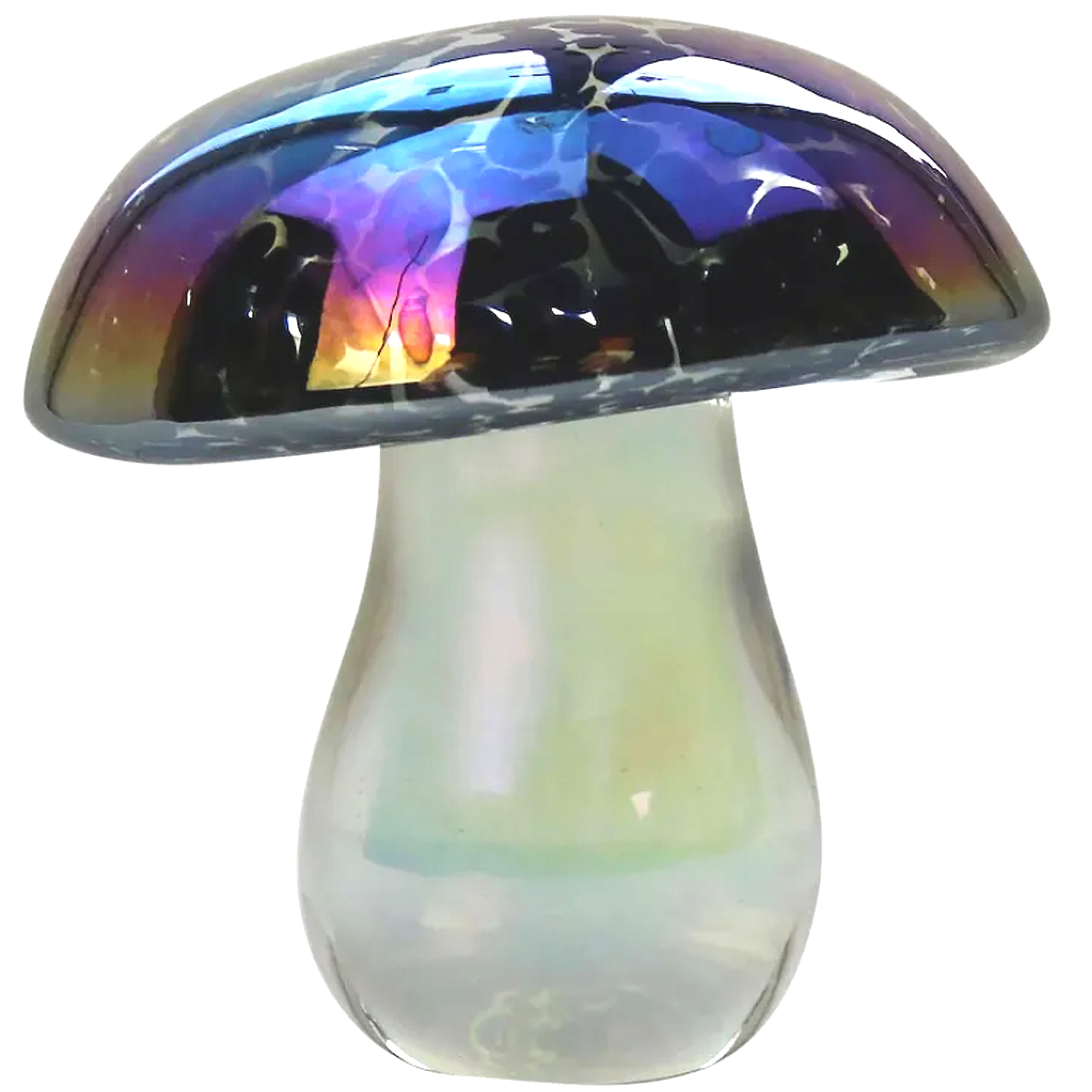 Large vintage novelty over-sized 8.5 cm Toadstool art glass Sculpture 2 C.20thC