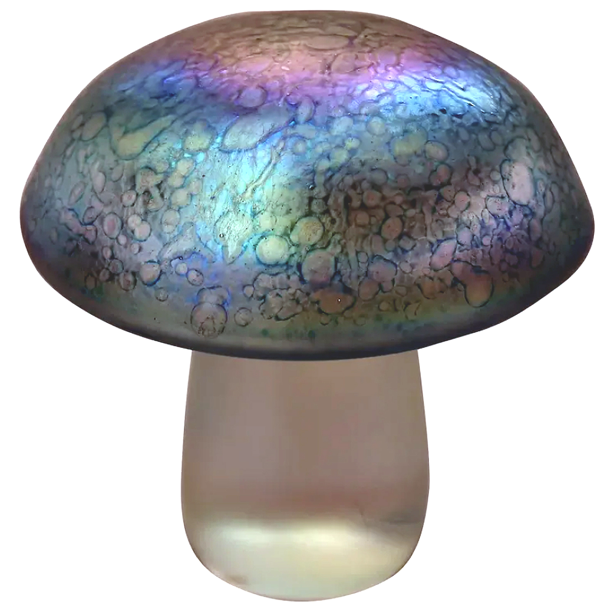 A large vintage novelty over-sized 8.5 cm Toadstool art glass Sculpture C.20thC