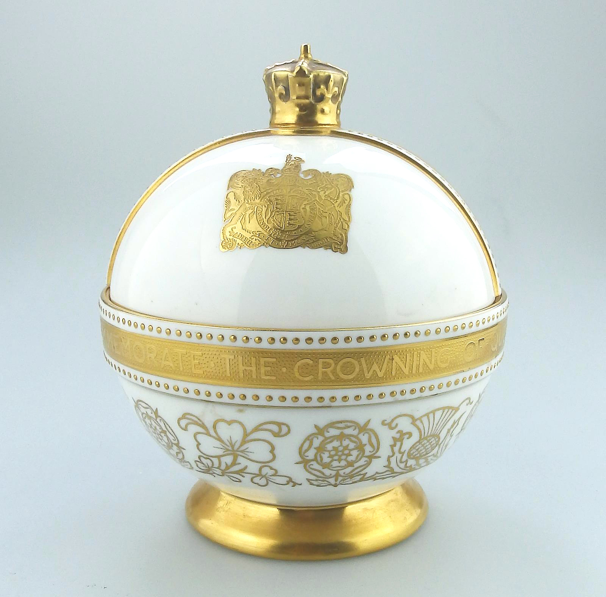 John Wadsworth Limited Edition Minton porcelain Orb Crowning of QEII Commemorative C.1952