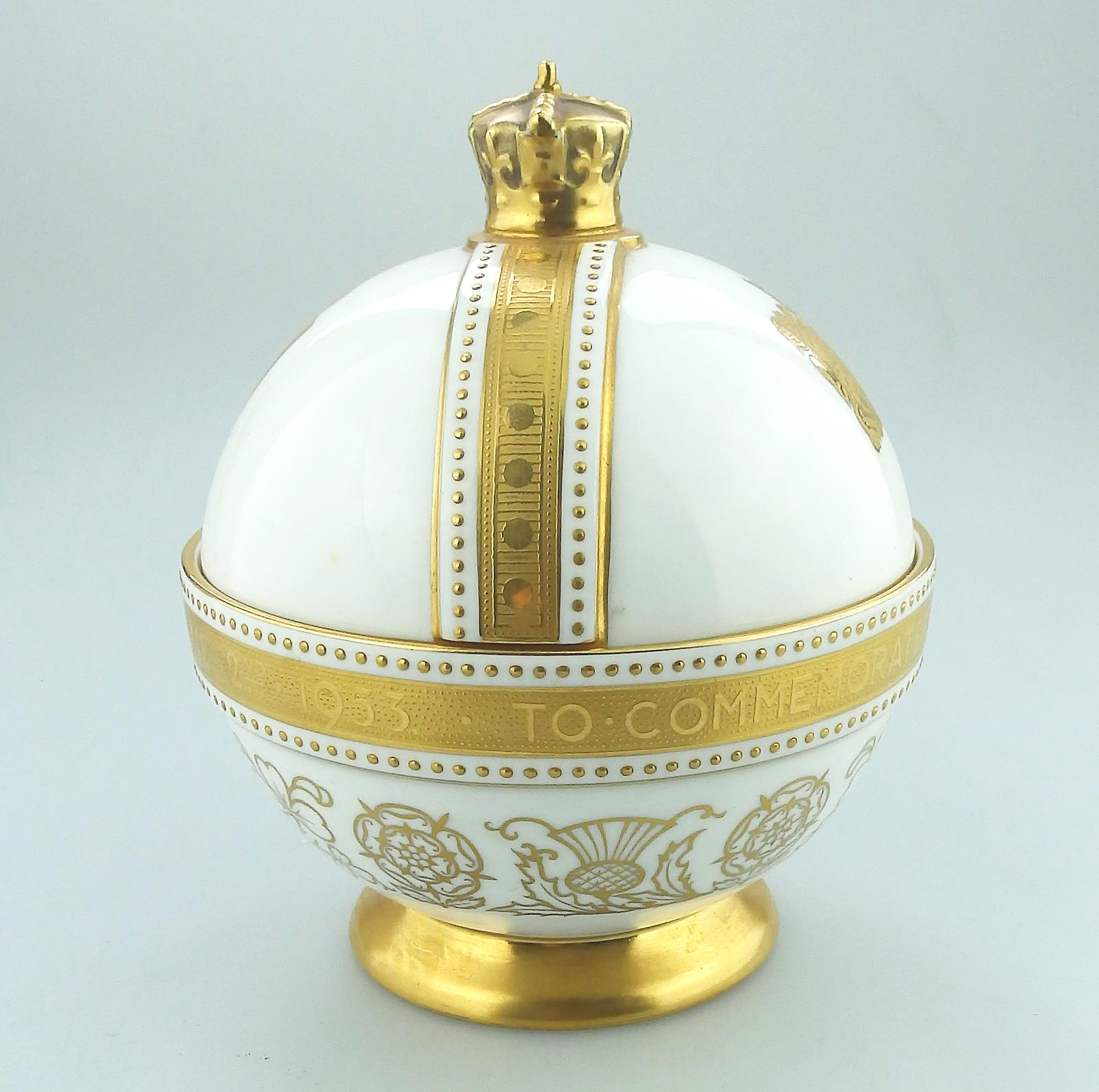 John Wadsworth Limited Edition Minton porcelain Orb Crowning of QEII Commemorative C.1952