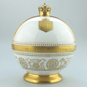 John Wadsworth Limited Edition Minton porcelain Orb Crowning of QEII Commemorative C.1952