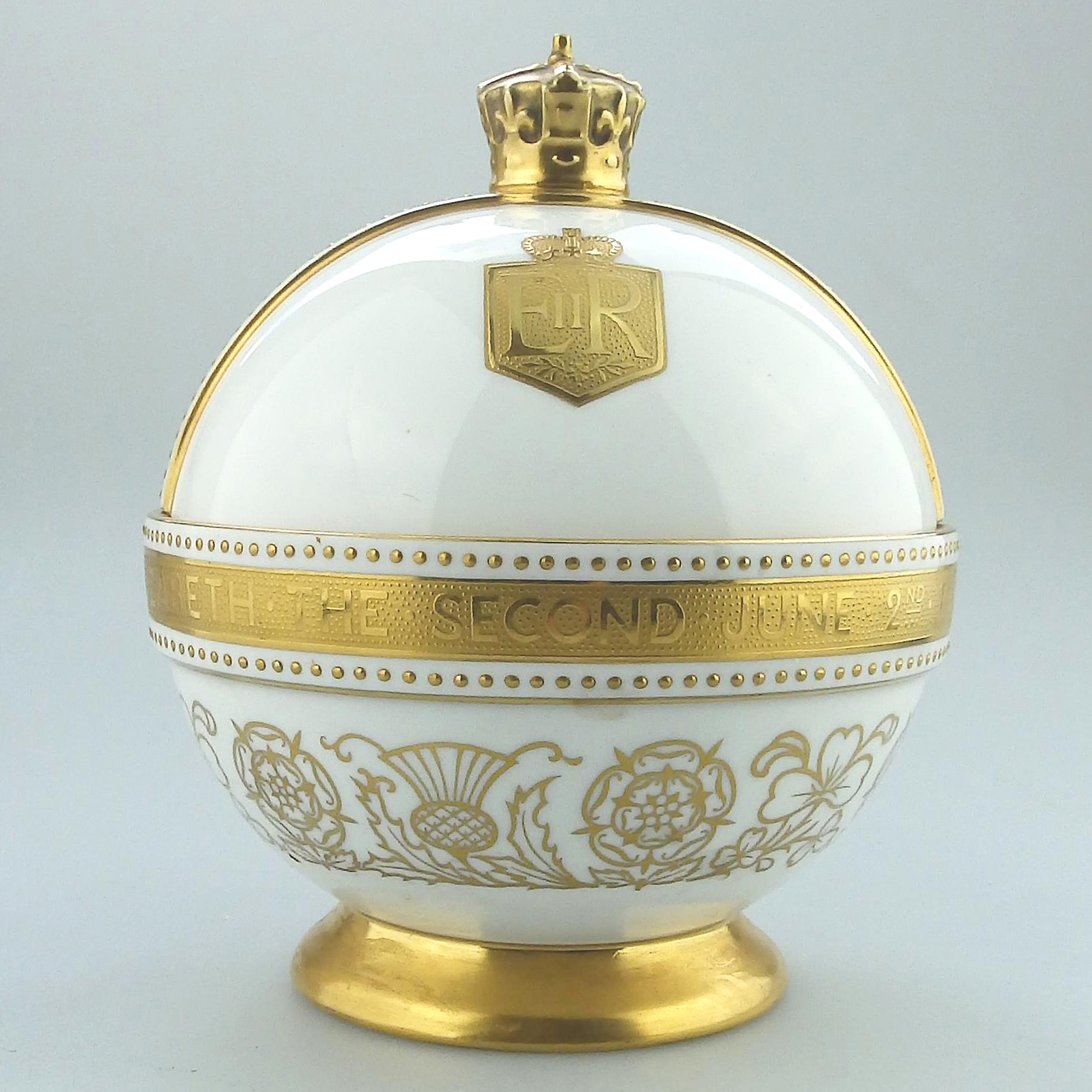 John Wadsworth Limited Edition Minton porcelain Orb Crowning of QEII Commemorative C.1952