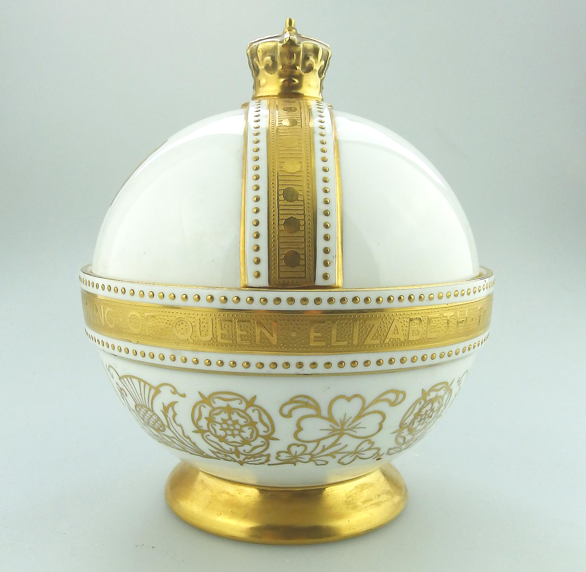 John Wadsworth Limited Edition Minton porcelain Orb Crowning of QEII Commemorative C.1952