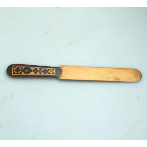 An antique Victorian Treen inlaid wood Tunbridge Ware Paper Splitter C.19thC