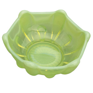An antique Uranium Pearline Vaseline pressed Art Glass Dish C.19th/ early 20thC