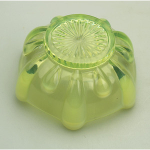 An antique Uranium Pearline Vaseline pressed Art Glass Dish C.19th/ early 20thC