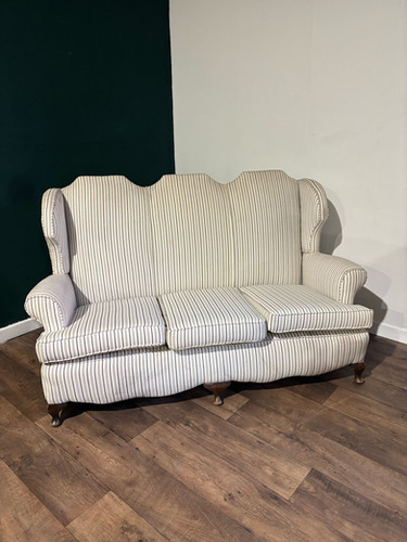 Queen Anne Style Triple Camel Back Sofa