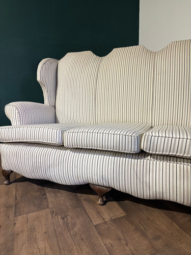 Queen Anne Style Triple Camel Back Sofa
