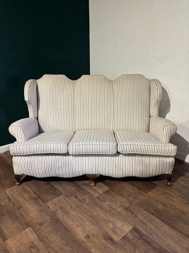 Queen Anne Style Triple Camel Back Sofa