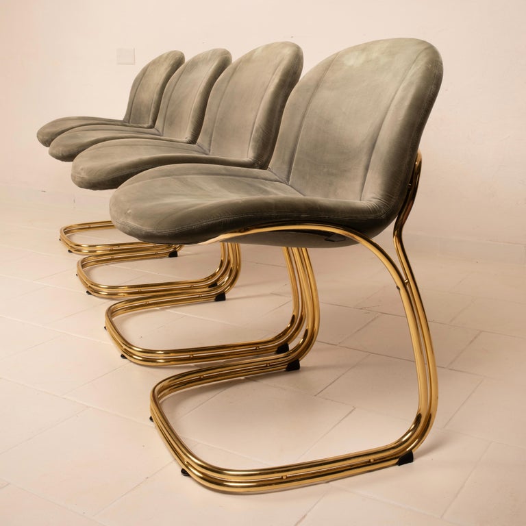 "Sabrina" Brass Chairs Limited Edition by Giorgio Rinaldi for RIMa Padova 1970