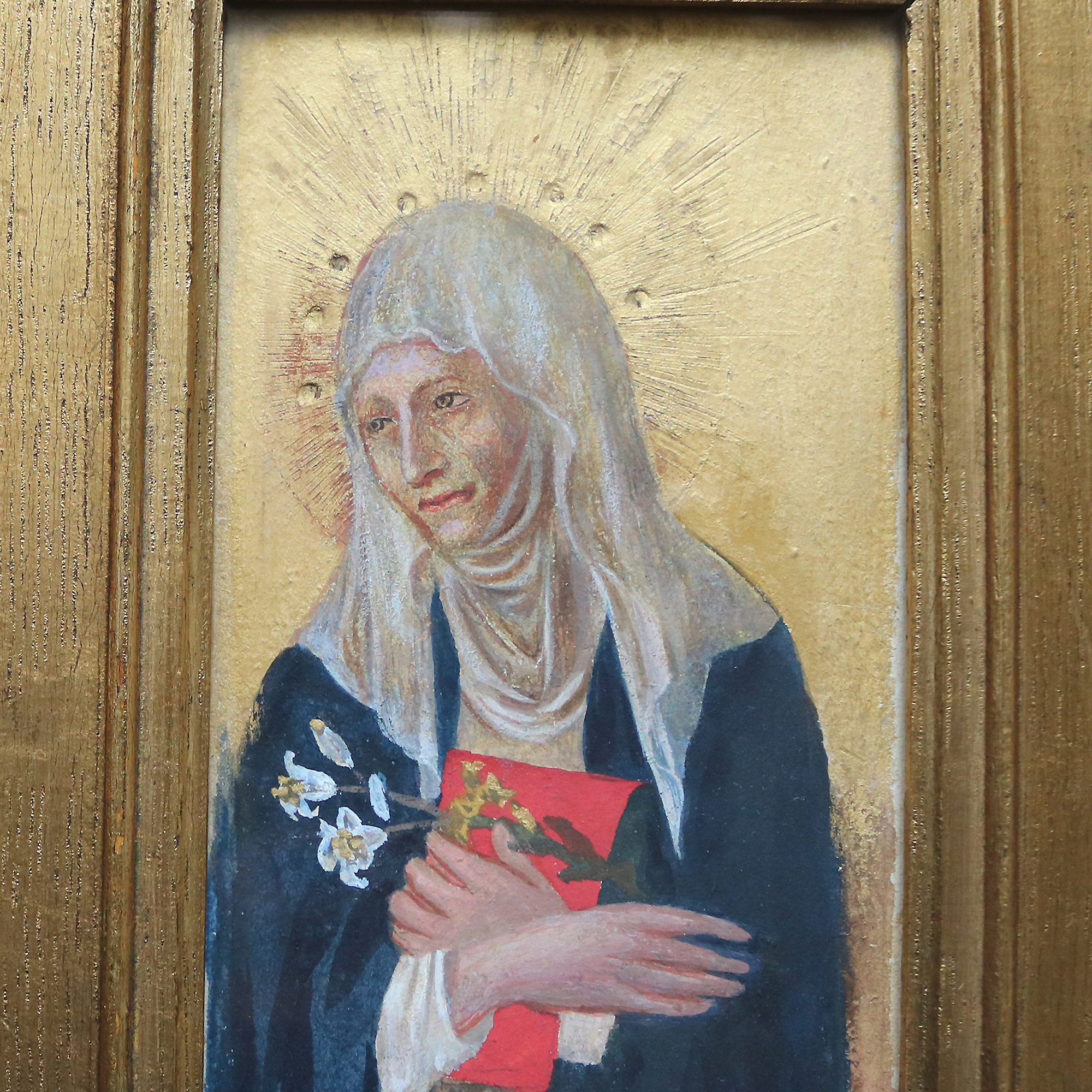 A wonderful & highly unusual pair antique gouache paintings of Saints C.19thC