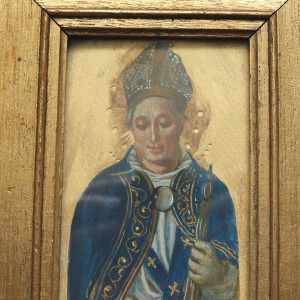 A wonderful & highly unusual pair antique gouache paintings of Saints C.19thC