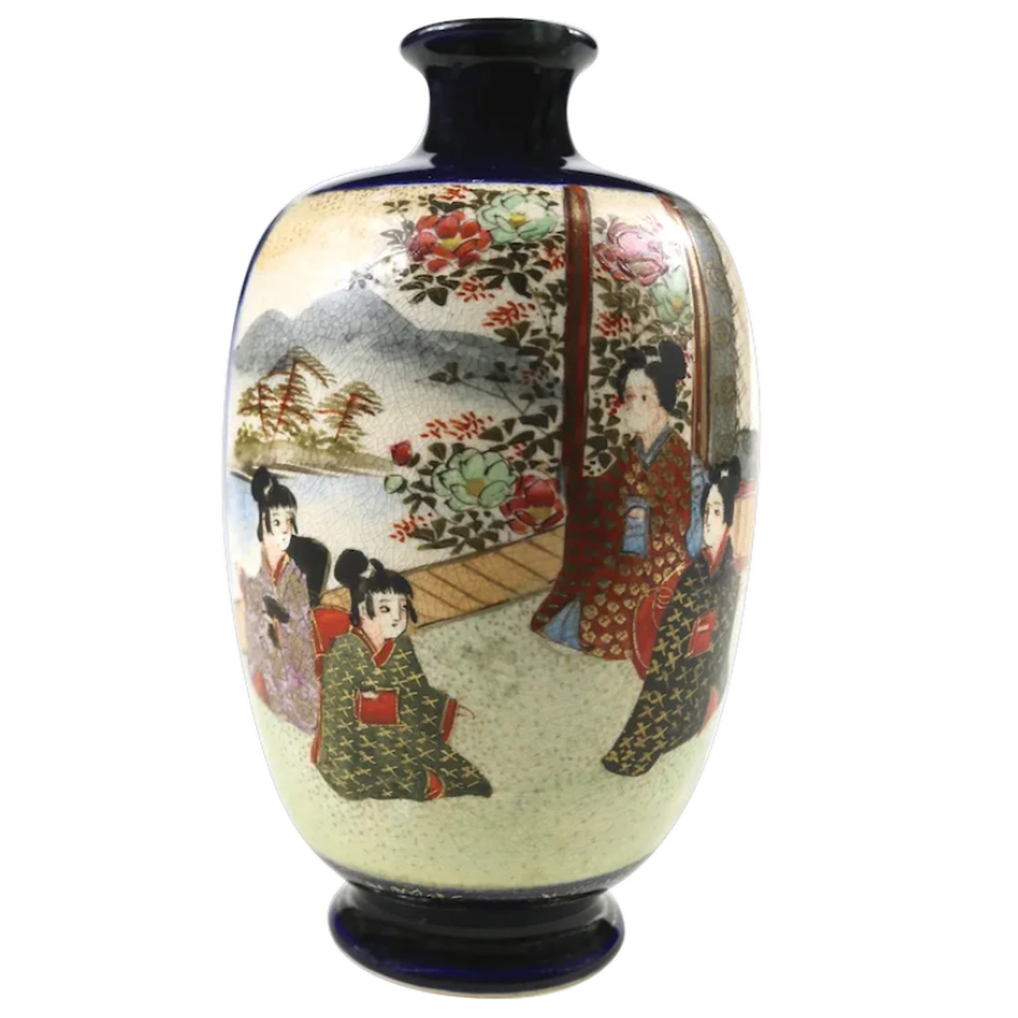 An antique Japanese Satsuma hand-painted ceramic Vase 2 C.1900