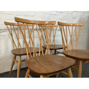 Set Of Four Ercol Windsor 376 Lattice Back Dining Chairs.