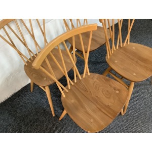 Set Of Four Ercol Windsor 376 Lattice Back Dining Chairs.