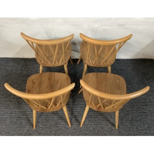Set Of Four Ercol Windsor 376 Lattice Back Dining Chairs.