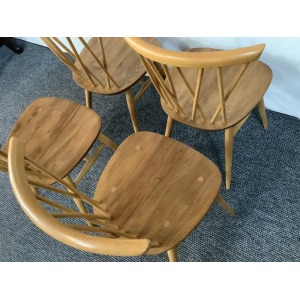 Set Of Four Ercol Windsor 376 Lattice Back Dining Chairs.