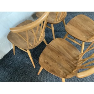 Set Of Four Ercol Windsor 376 Lattice Back Dining Chairs.