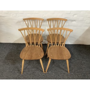 Set Of Four Ercol Windsor 376 Lattice Back Dining Chairs.