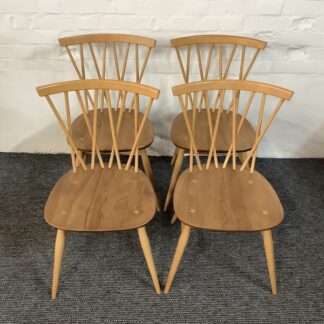 Set Of Four Ercol Windsor 376 Lattice Back Dining Chairs.