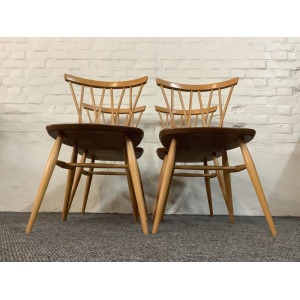 Set Of Four Ercol Windsor 376 Lattice Back Dining Chairs.