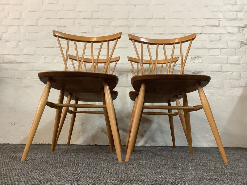 Set Of Four Ercol Windsor 376 Lattice Back Dining Chairs.