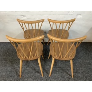Set Of Four Ercol Windsor 376 Lattice Back Dining Chairs.
