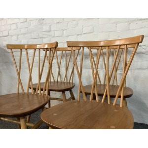 Set Of Four Ercol Windsor 376 Lattice Back Dining Chairs.