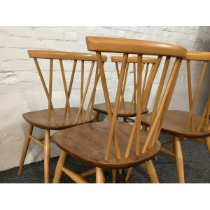 Set Of Four Ercol Windsor 376 Lattice Back Dining Chairs.