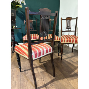 Set Of Four Victorian Inlaid Mahogany Dining Chairs