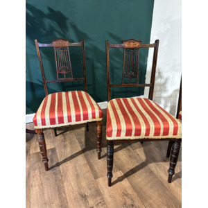 Set Of Four Victorian Inlaid Mahogany Dining Chairs