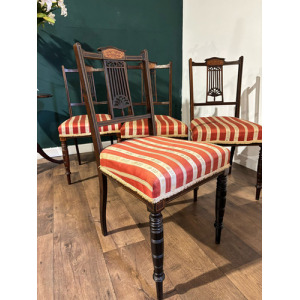 Set Of Four Victorian Inlaid Mahogany Dining Chairs