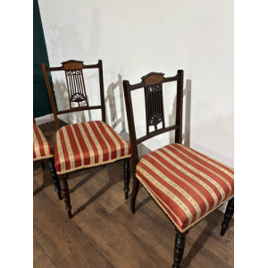 Set Of Four Victorian Inlaid Mahogany Dining Chairs