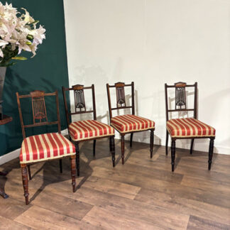 Set Of Four Victorian Inlaid Mahogany Dining Chairs