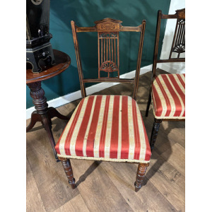 Set Of Four Victorian Inlaid Mahogany Dining Chairs