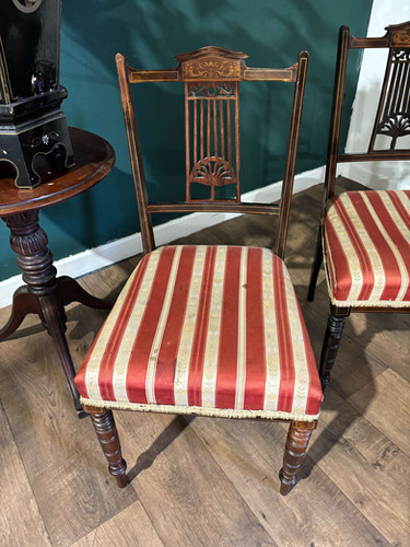 Set Of Four Victorian Inlaid Mahogany Dining Chairs