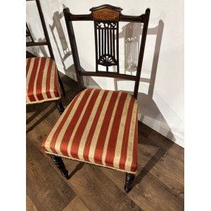 Set Of Four Victorian Inlaid Mahogany Dining Chairs