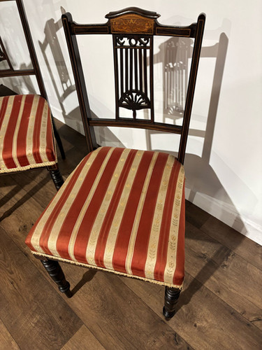 Set Of Four Victorian Inlaid Mahogany Dining Chairs