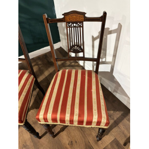 Set Of Four Victorian Inlaid Mahogany Dining Chairs