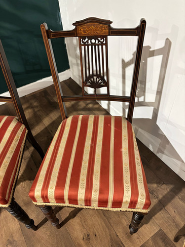 Set Of Four Victorian Inlaid Mahogany Dining Chairs