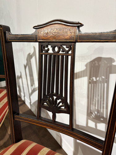 Set Of Four Victorian Inlaid Mahogany Dining Chairs