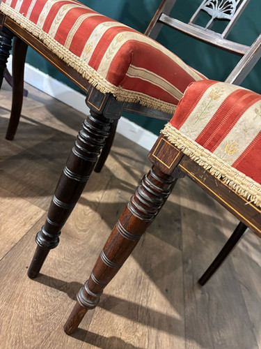 Set Of Four Victorian Inlaid Mahogany Dining Chairs