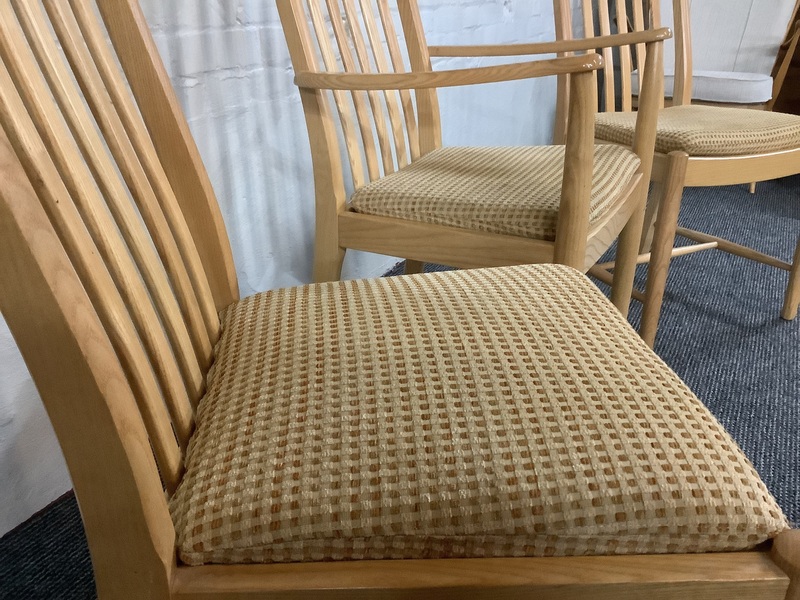 Set Of Three Ercol Penn Dining Chairs In Light Ash.