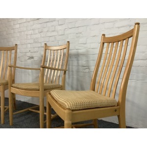 Set Of Three Ercol Penn Dining Chairs In Light Ash.