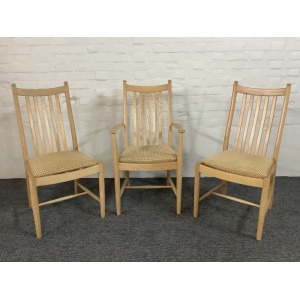Set Of Three Ercol Penn Dining Chairs In Light Ash.