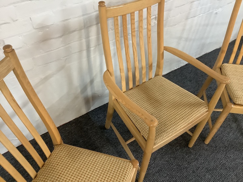 Set Of Three Ercol Penn Dining Chairs In Light Ash.